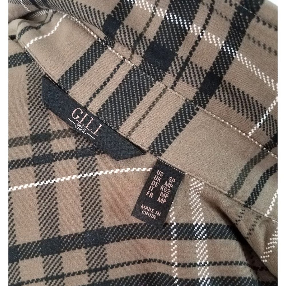 G.I.L.I. GOT IT LOVE IT Tan & Black Plaid Snap-Front Maxi Dress - Women's SP - Picture 6 of 6